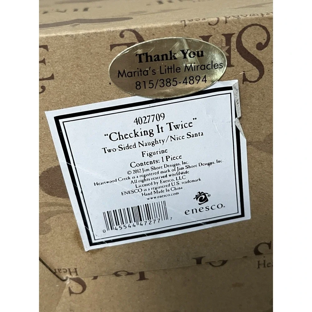 Jim Shore -Checking It Twice- 2 Sided Figurine Naughty Nice Santa Christmas 10